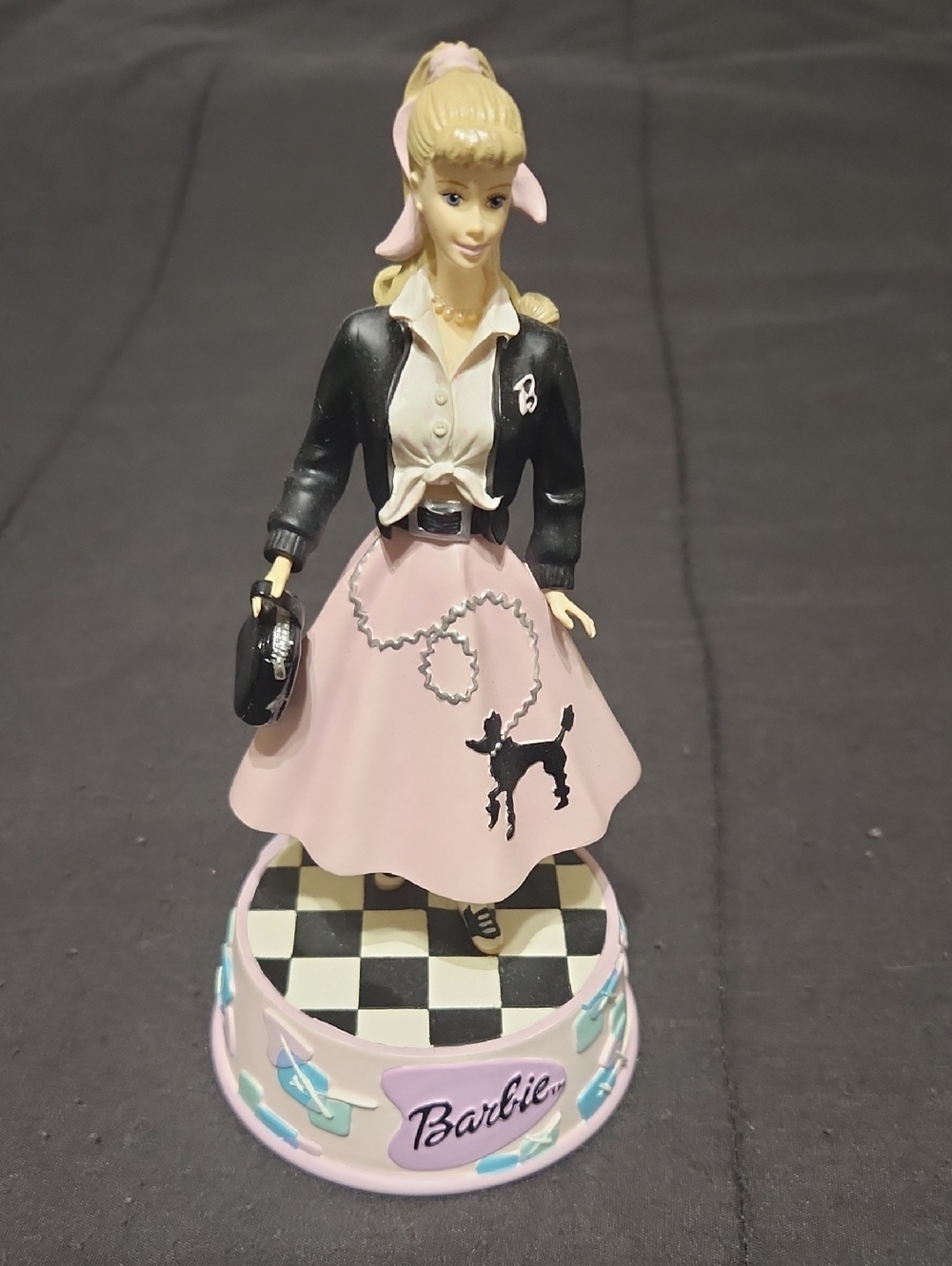 Barbie Pink and Black Poodle Skirt Figurine